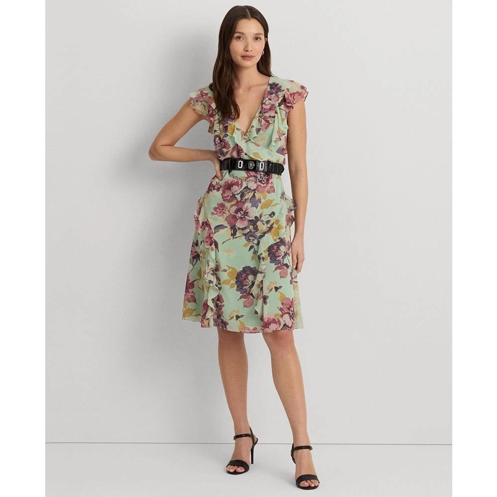 NWT Ralph Lauren Women's Ruffled V-Neck A-Line Dress Sz 6 - Picture 5 of 12